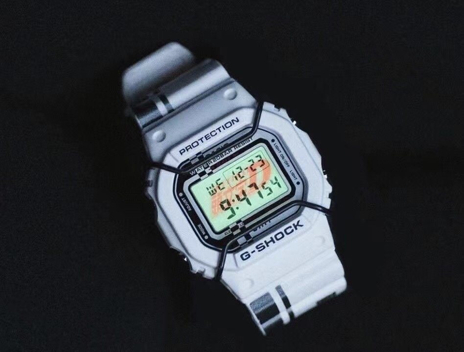 G-SHOCK White Black Strap Watch — hero