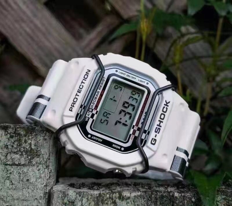 G-SHOCK White Black Strap Watch — front