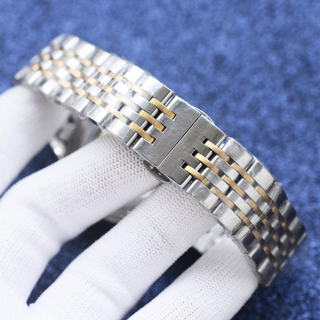 Omega Two Tone Silver White Dial Bracelet Watch — detail