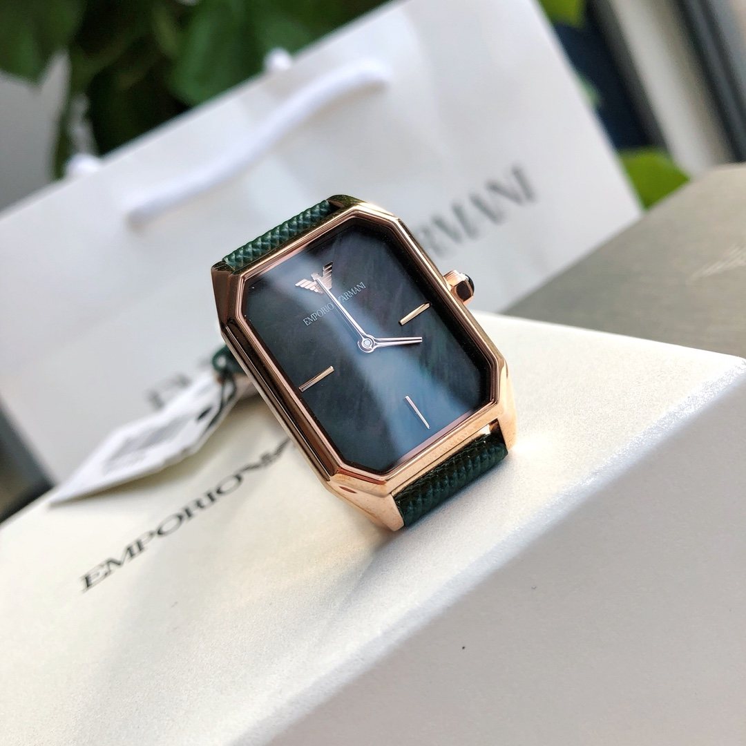 Armani Dark Green Strap Watch — front