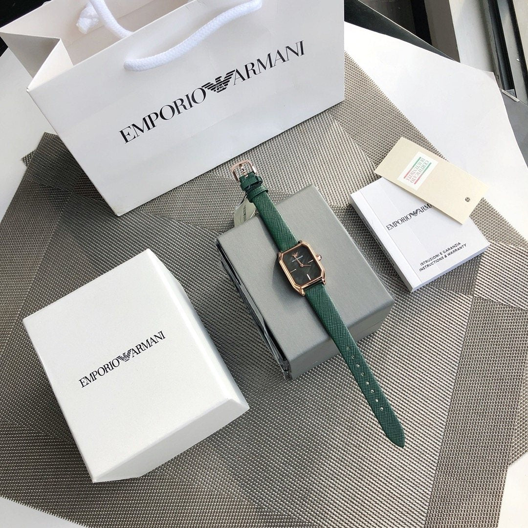 Armani Dark Green Strap Watch — front