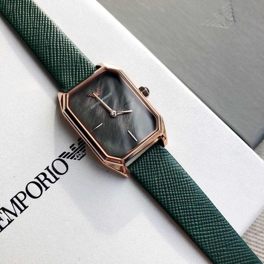 Armani Dark Green Strap Watch — front