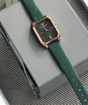 Armani Dark Green Strap Watch — front