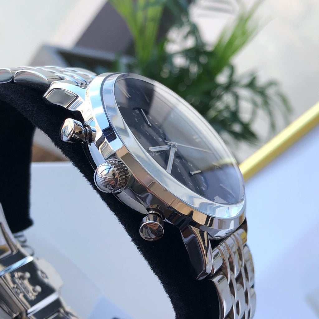 EMPORIO ARMANI Black Dial Silver Bracelet Watch — side