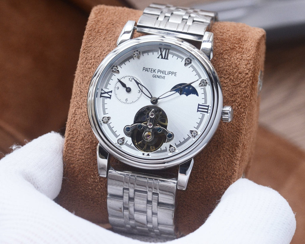 Patek Philippe Silver Gold White Dial Bracelet Watch — hero