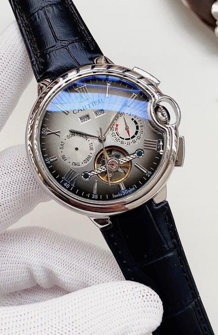 Cartier Gray Dial Black Strap Watch — hero