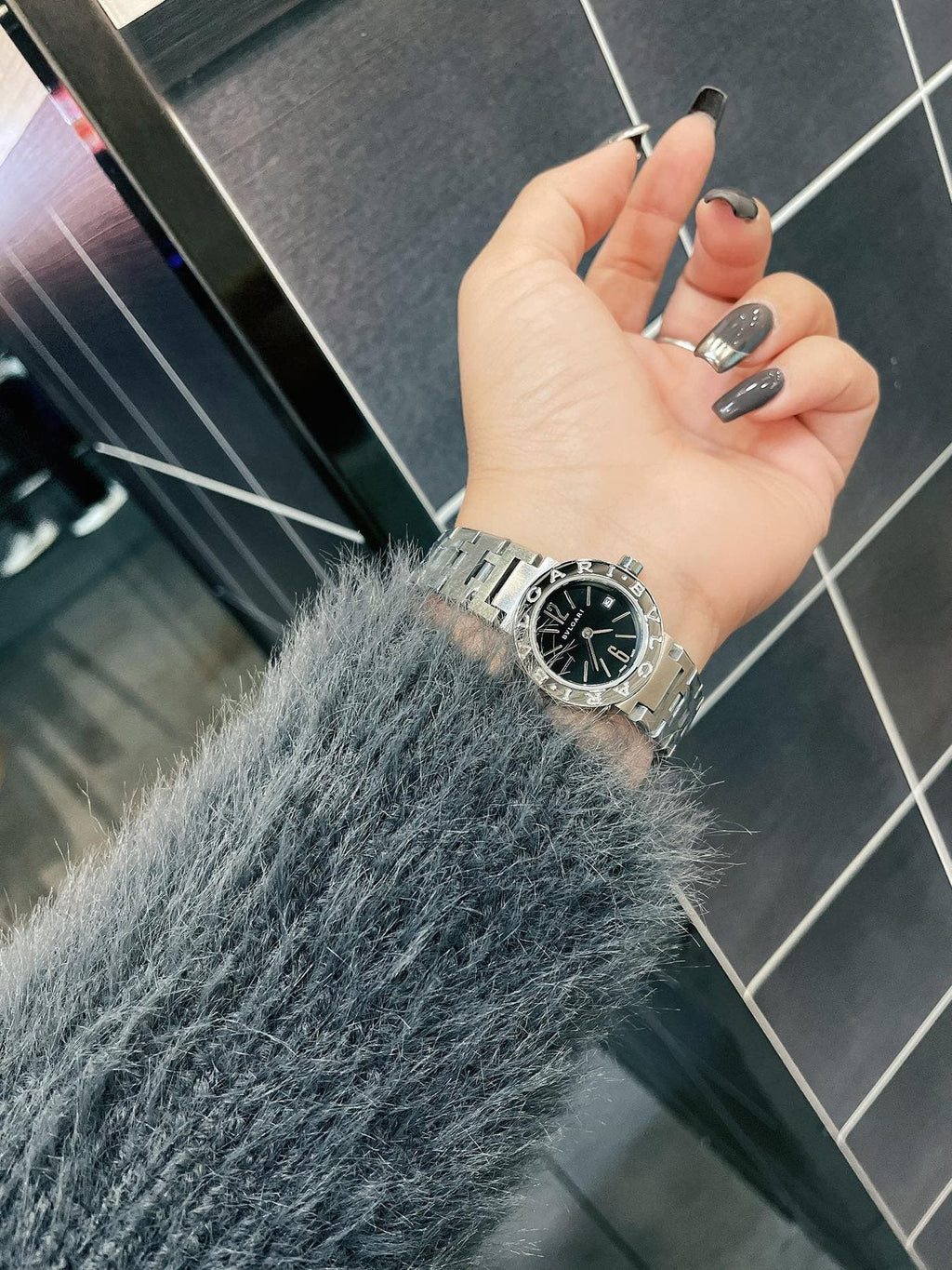 Bulgari Black Dial Silver-Tone Bracelet Watch — model