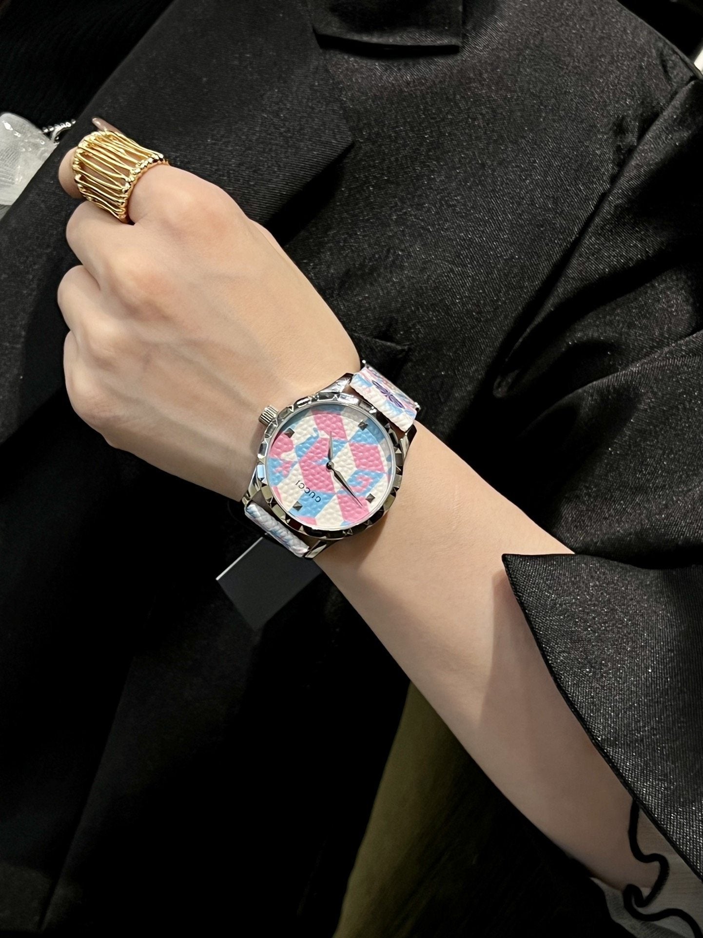 Gucci Patterned Strap Watch — hero