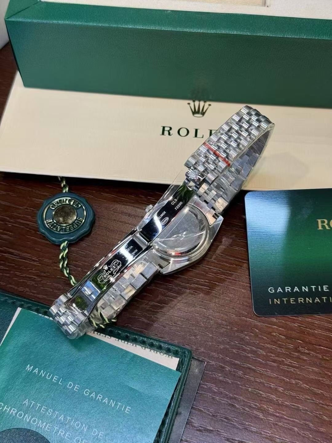 Rolex Pale Iridescent Dial Metal Bracelet Watch — side