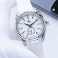 Omega Silver White Dial Leather Strap Watch — hero