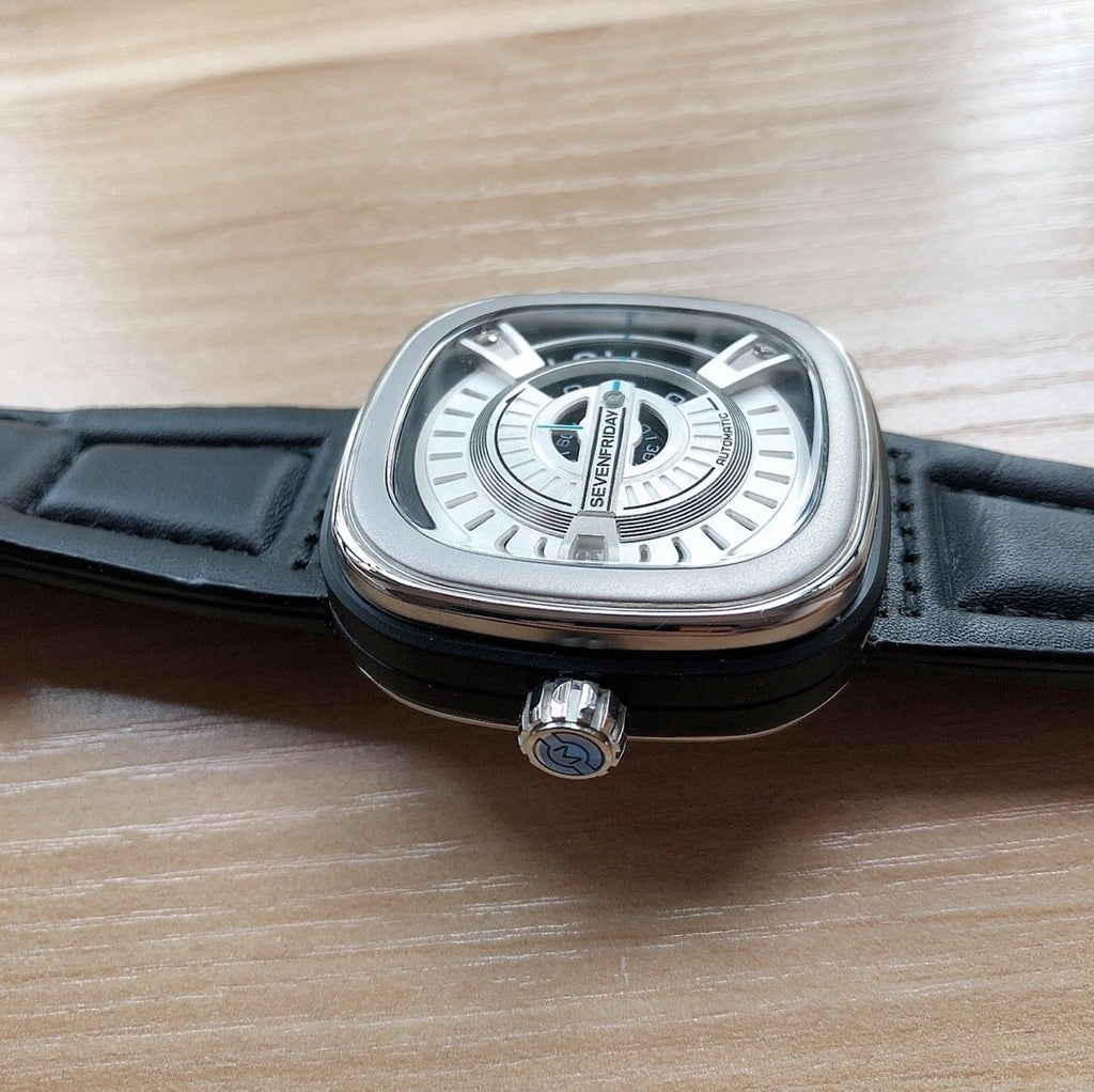 SEVENFRIDAY Black Leather Strap Watch — side
