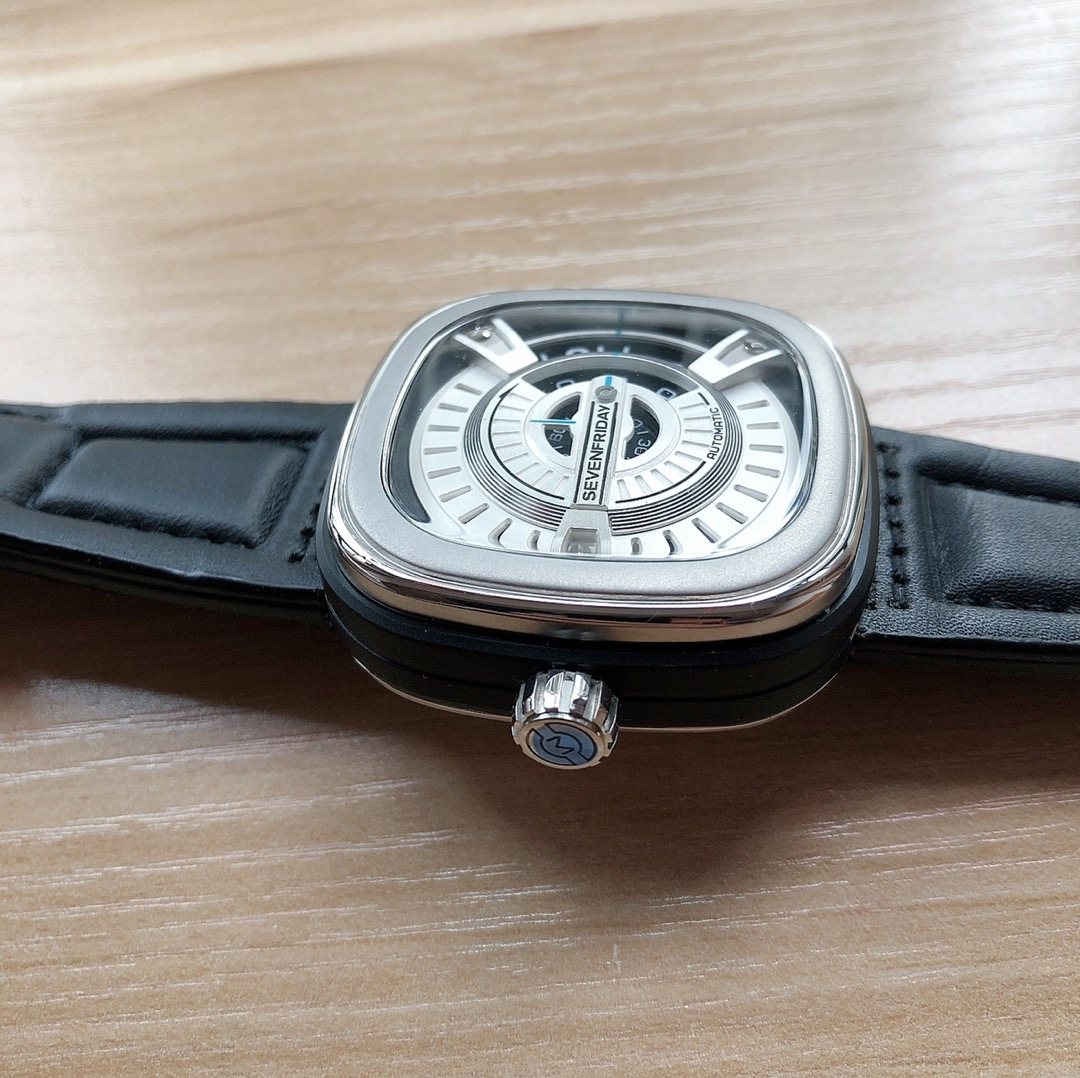 SEVENFRIDAY Black Leather Strap Watch — side