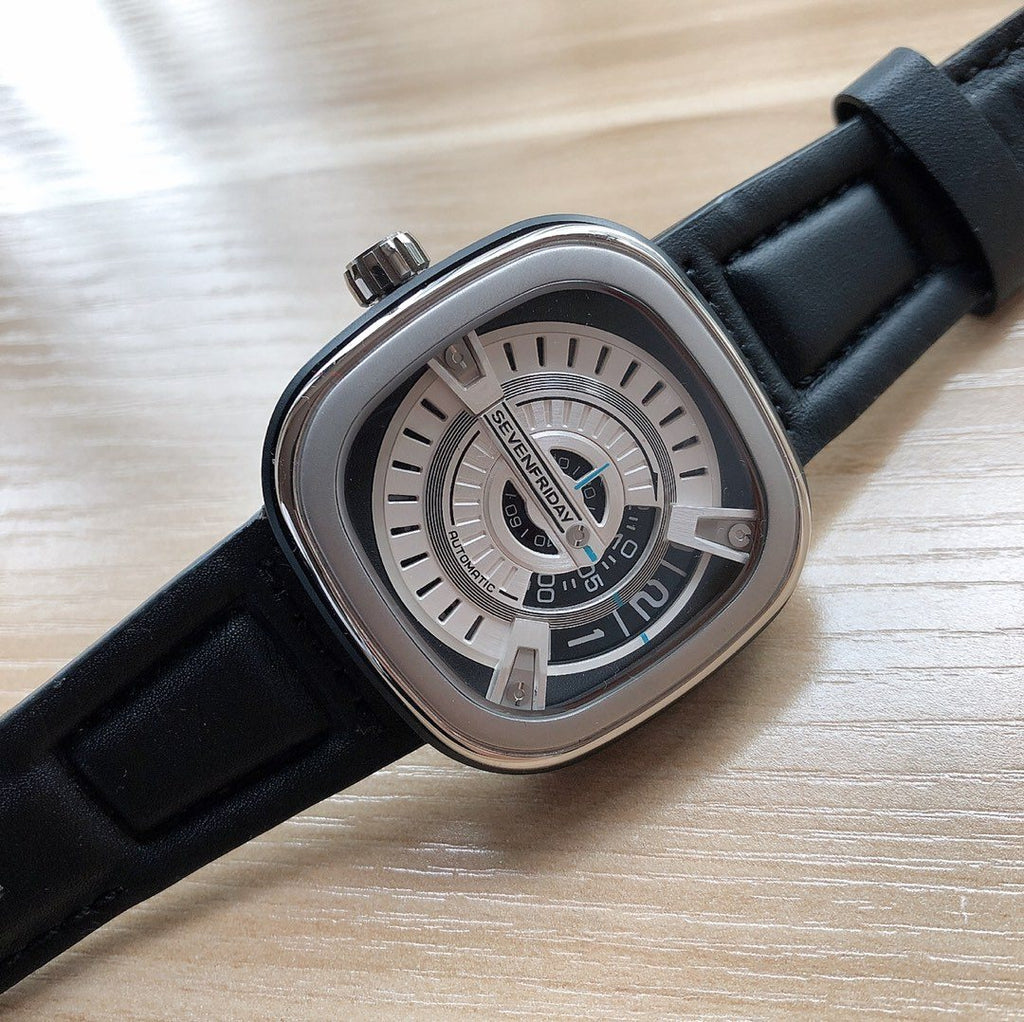 SEVENFRIDAY Black Leather Strap Watch — front