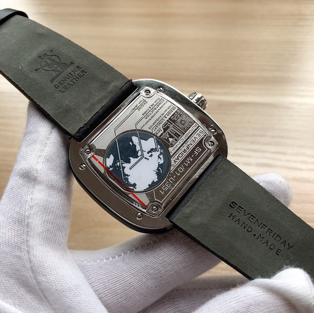 SEVENFRIDAY Black Leather Strap Watch — back