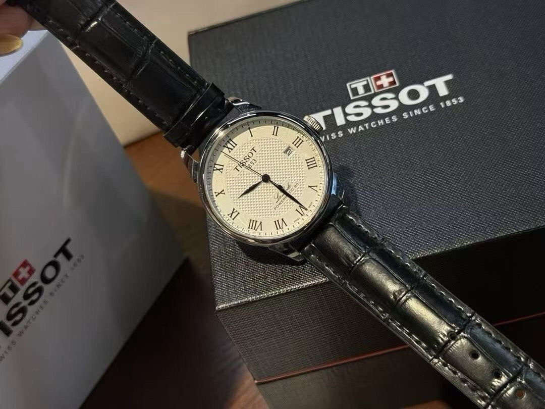Tissot Cream Dial Black Leather Strap Watch — model