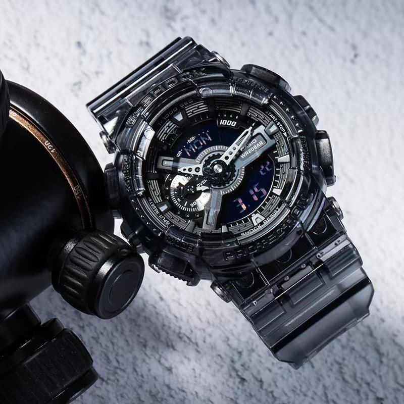 CASIO Transparent Gray Black Dial Watch — side
