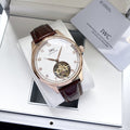 IWC Rose Gold Brown White Dial Strap Watch — hero