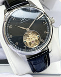 IWC Silver Black Dial Strap Watch — hero