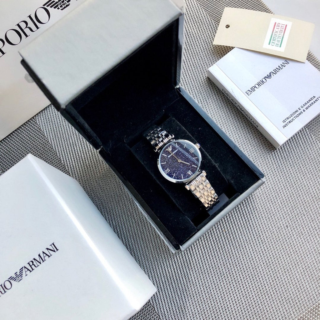 EMPORIO ARMANI Blue Dial Two-Tone Watch — front