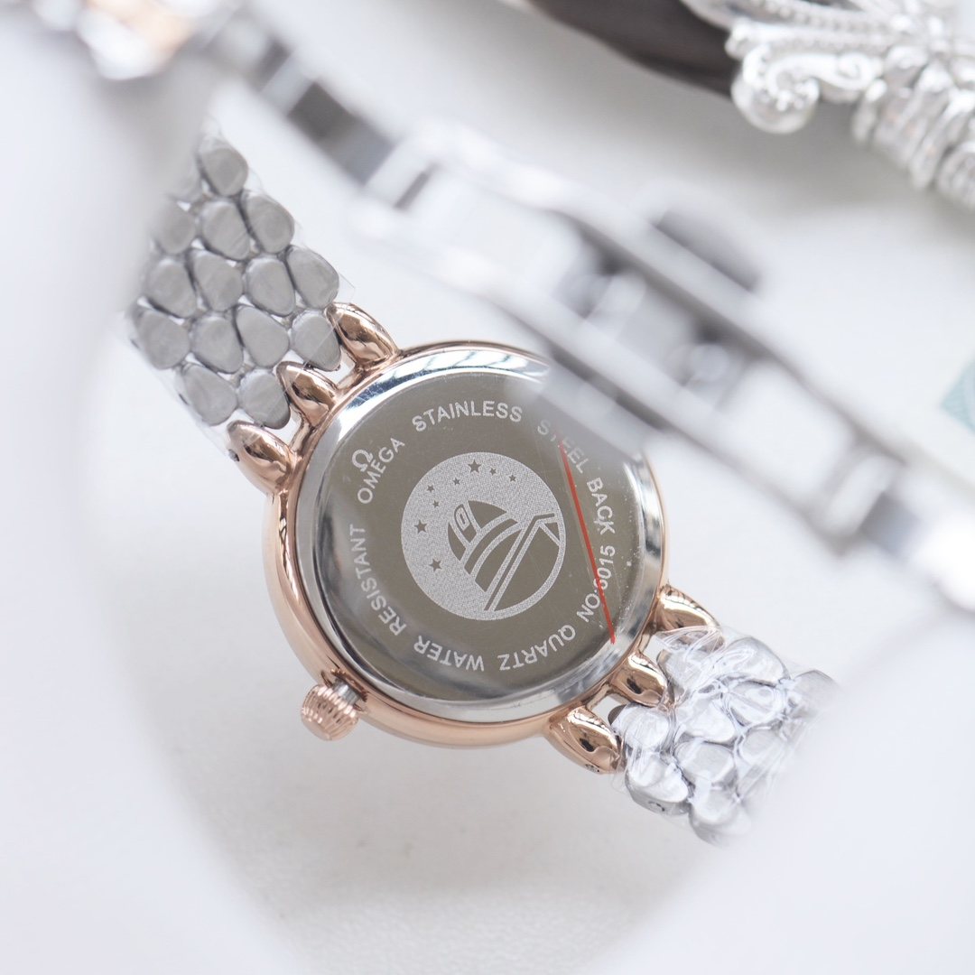OMEGA Silver Rose Gold Watch — back