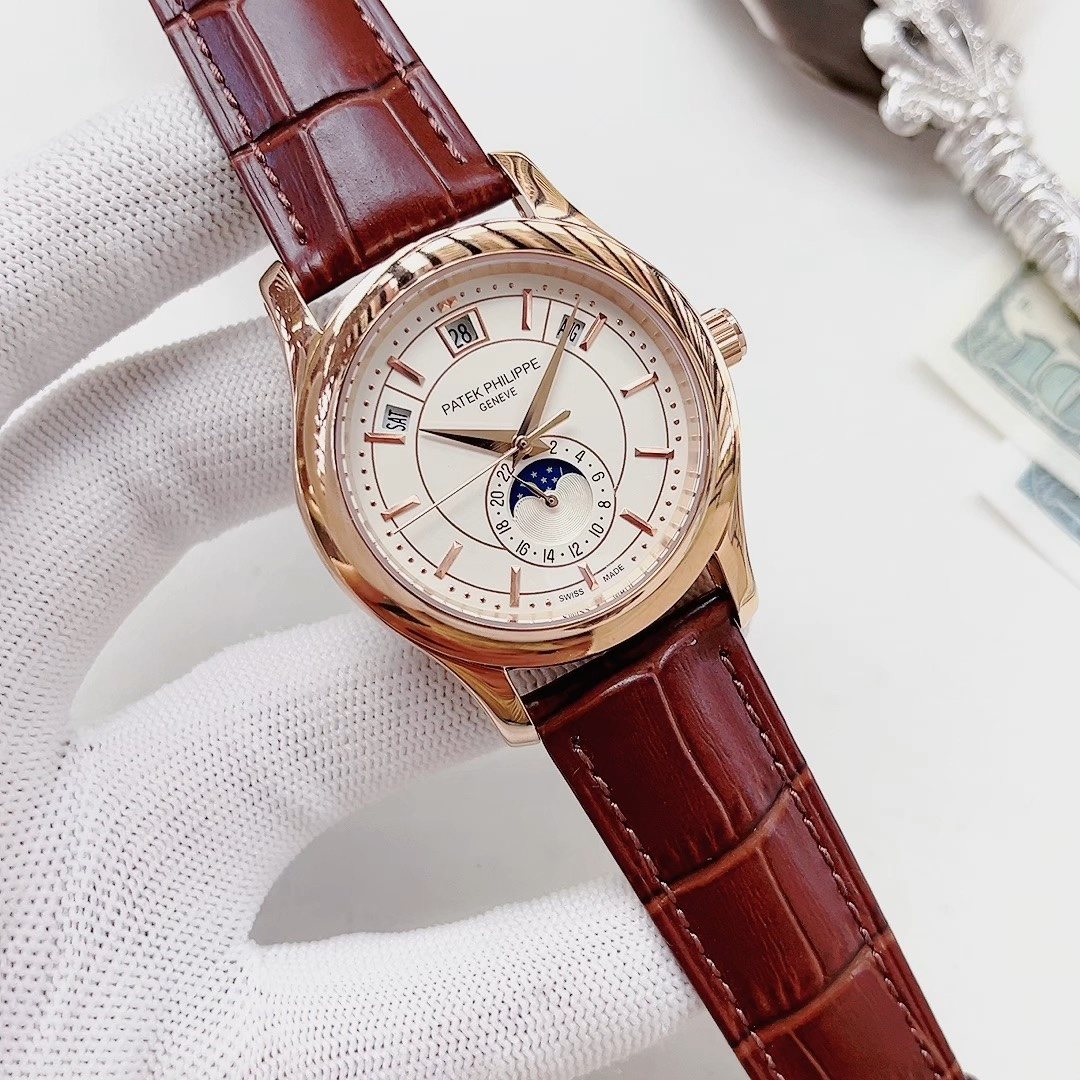 Patek Philippe Rose Gold-Tone Leather Strap Watch — hero