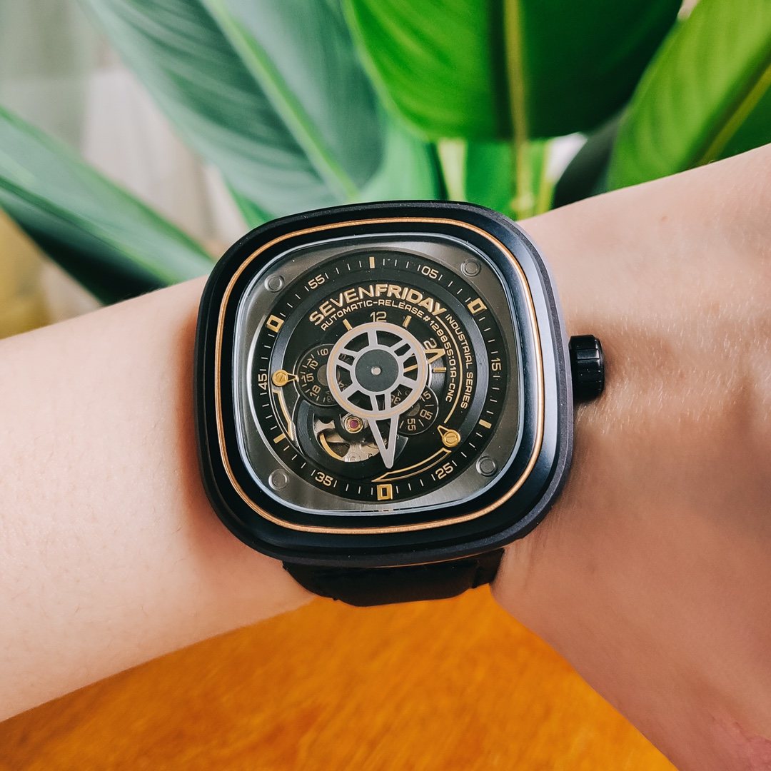 SEVENFRIDAY Black Leather Mechanical Watch — model