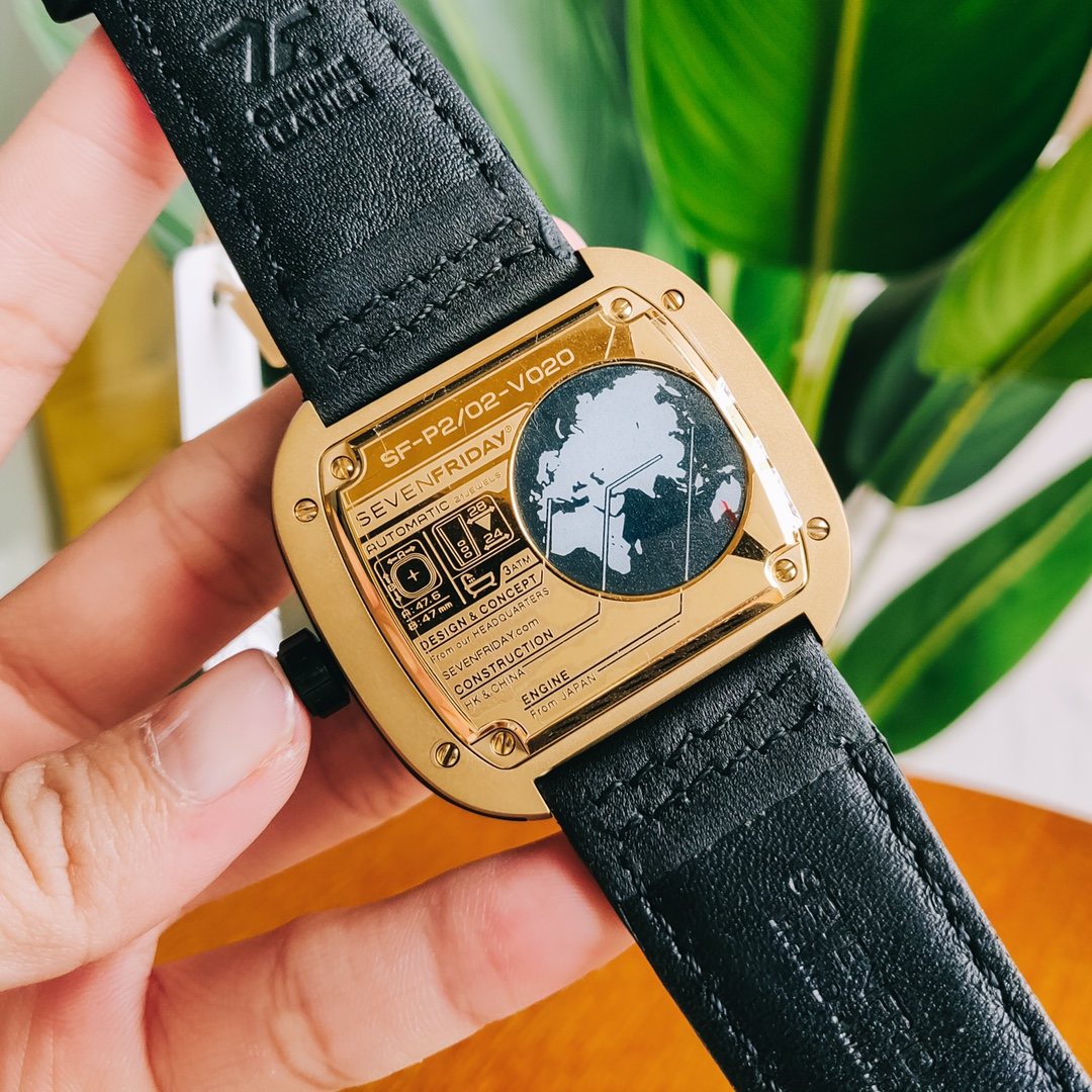 SEVENFRIDAY Black Leather Mechanical Watch — back