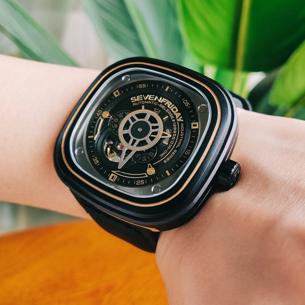 SEVENFRIDAY Black Leather Mechanical Watch — model