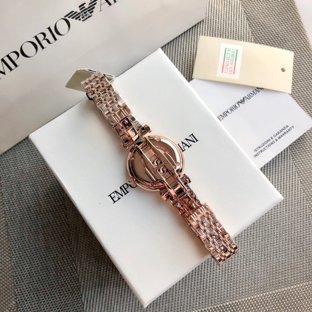 Armani Rose Gold White Dial Watch — back