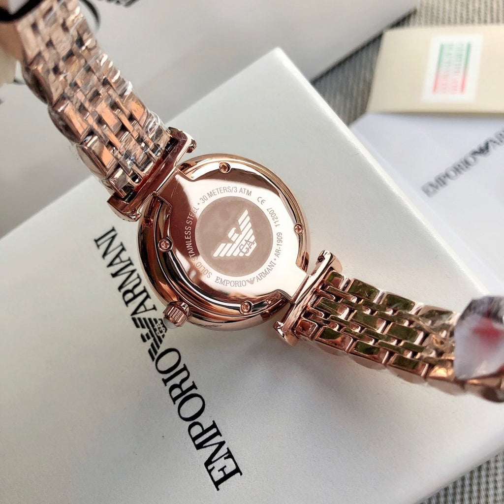Armani Rose Gold White Dial Watch — back