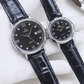 Omega Black Dial Leather Strap Watch — hero