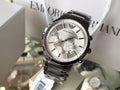EMPORIO ARMANI Silver-Tone Three-Subdial Watch — front