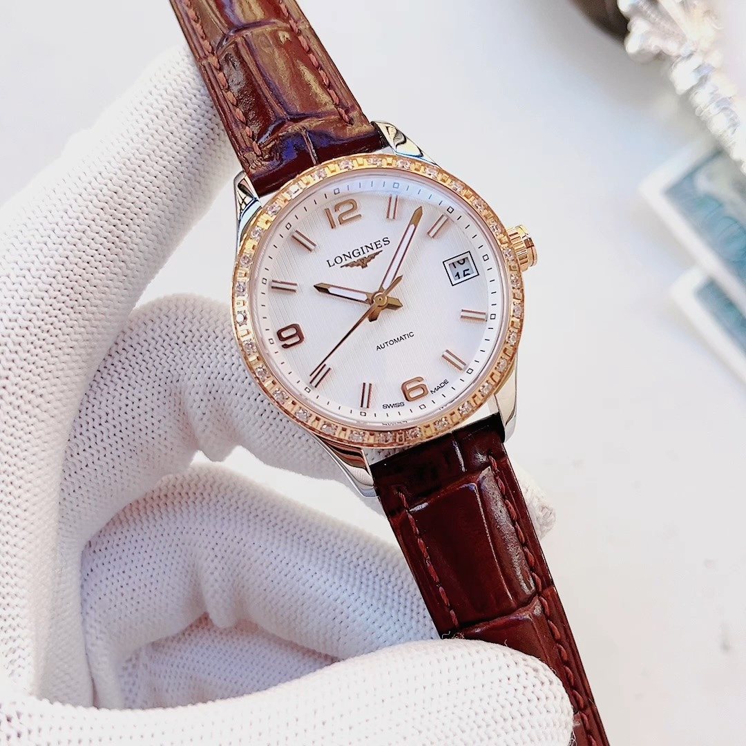 LIGE Brown Strap Rose Gold-Tone Watch — hero