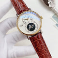 Brown Leather Strap Moon-and-Star Dial Watch — hero