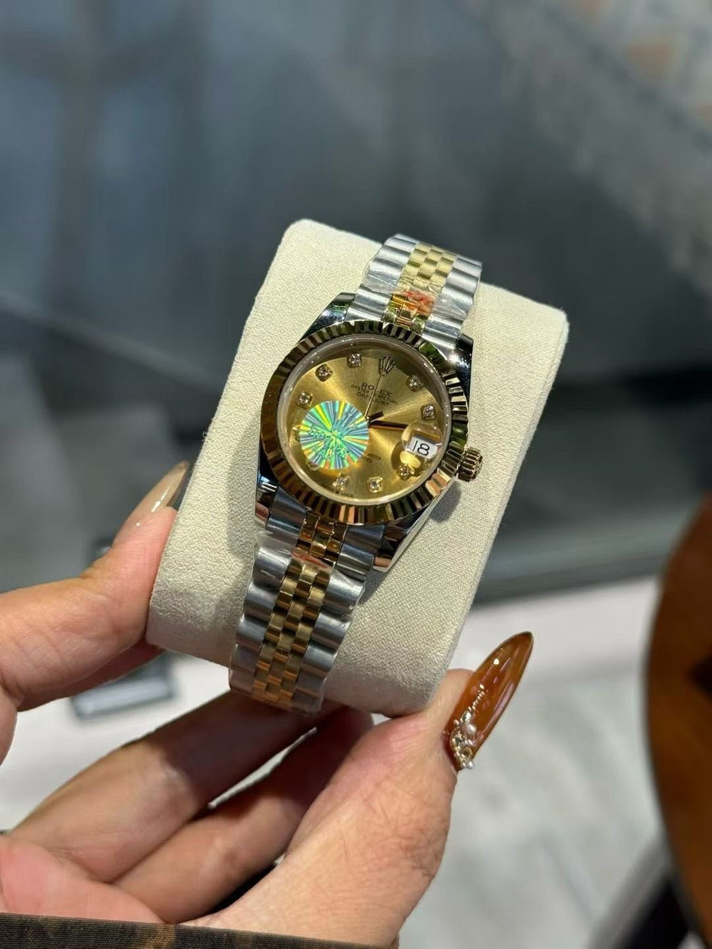 Rolex Gold Dial Two-Tone Watch — front