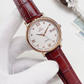 OMEGA Burgundy Leather Strap Watch — hero