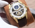 Cartier Gold Brown White Dial Leather Strap Watch — hero