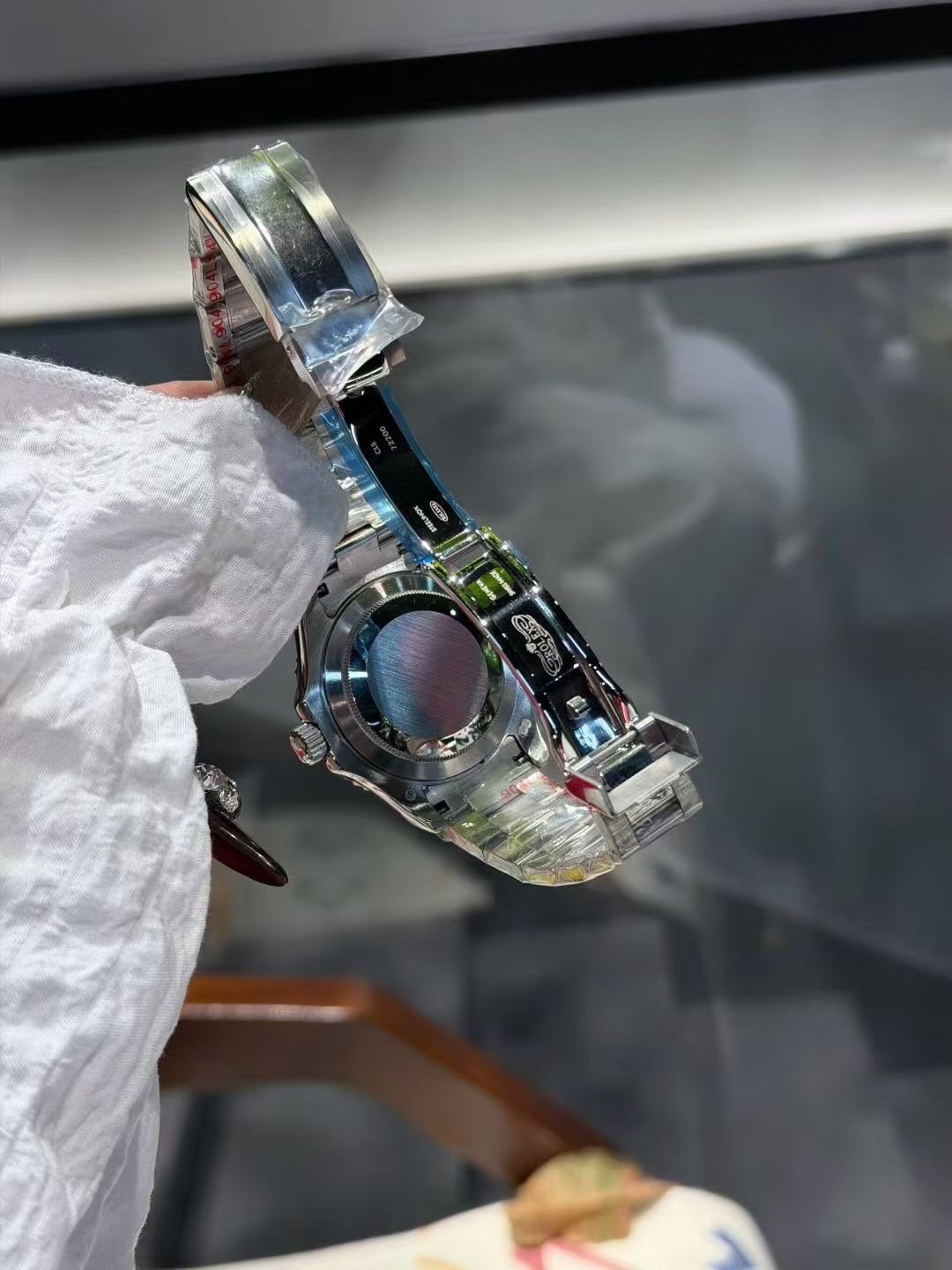 Rolex Blue Dial Silver Bracelet Watch — side