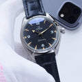 OMEGA Gold Black Dial Leather Strap Watch — hero