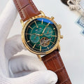 PATEK PHILIPPE Green Dial Leather Strap Watch — hero