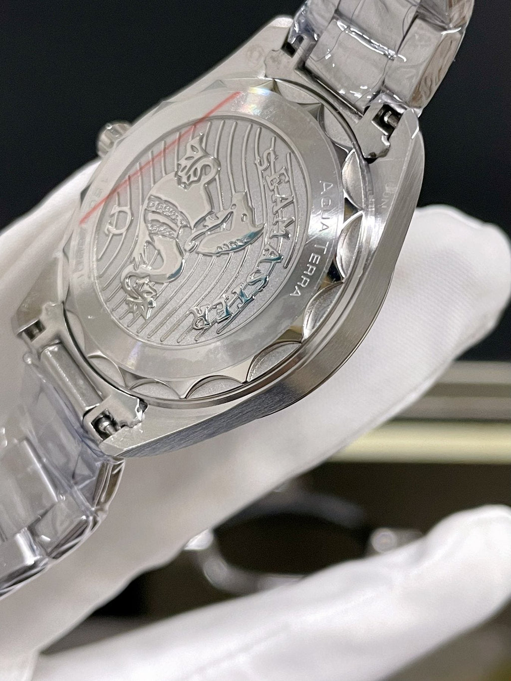 OMEGA Purple Dial Link Bracelet Watch — back