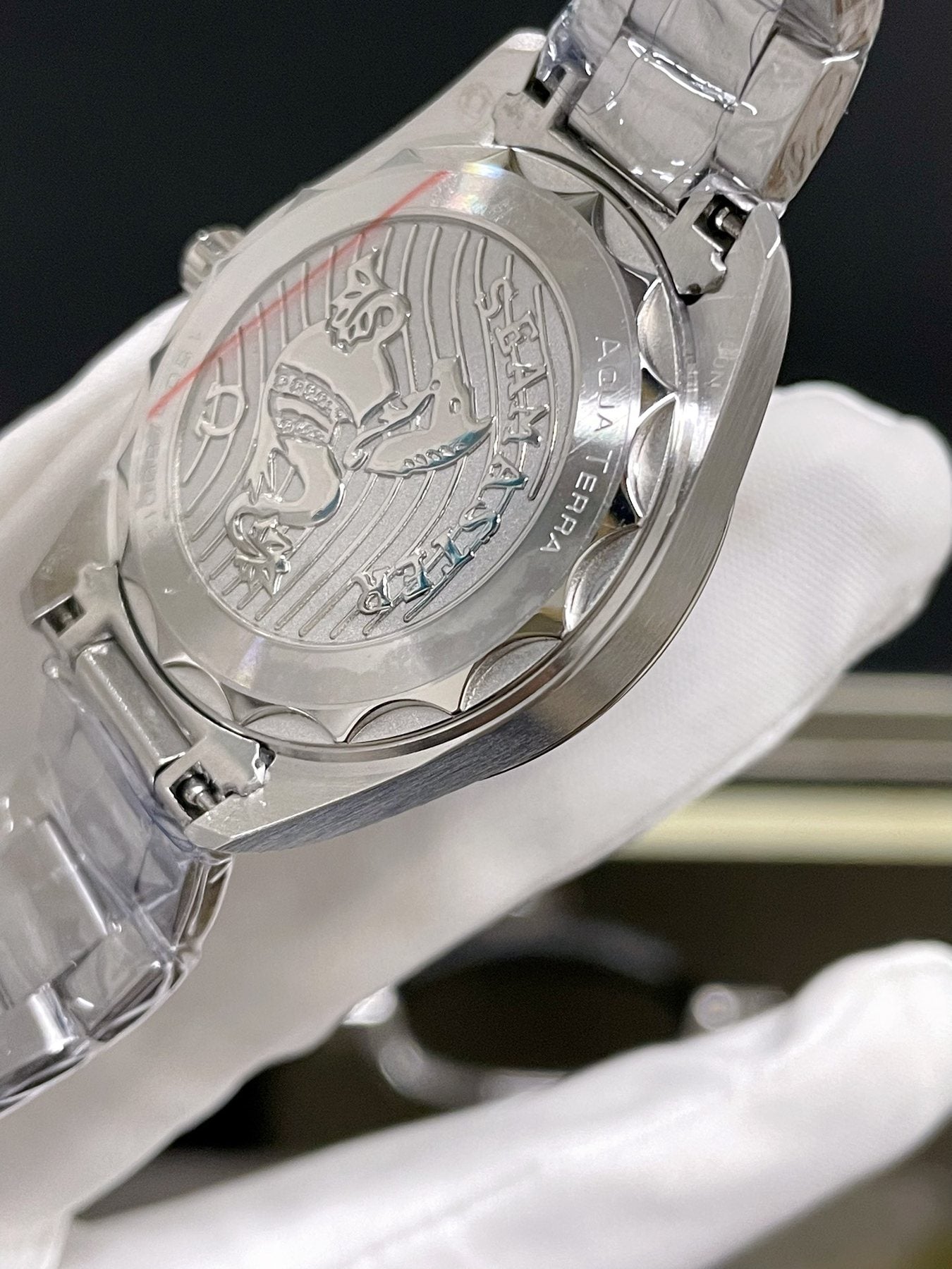 OMEGA Purple Dial Link Bracelet Watch — back