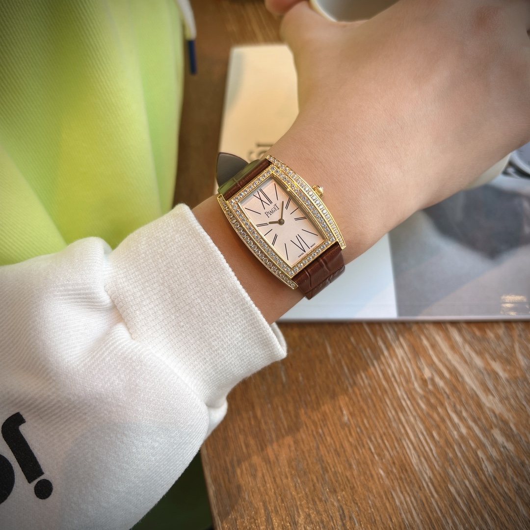 Piaget Gold Brown Strap Watch — model