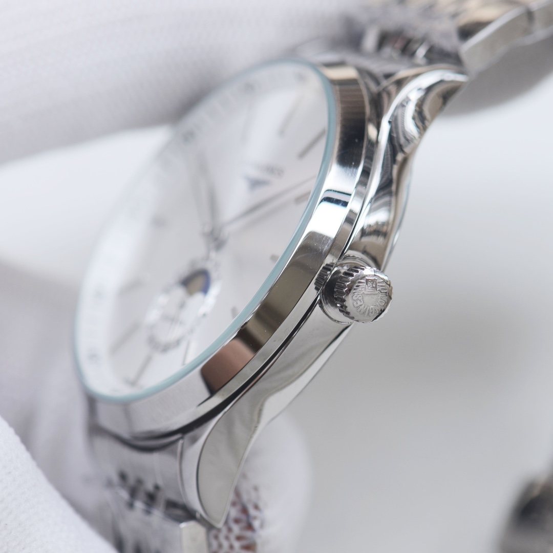Longines Silver Gold White Dial Bracelet Watch — side