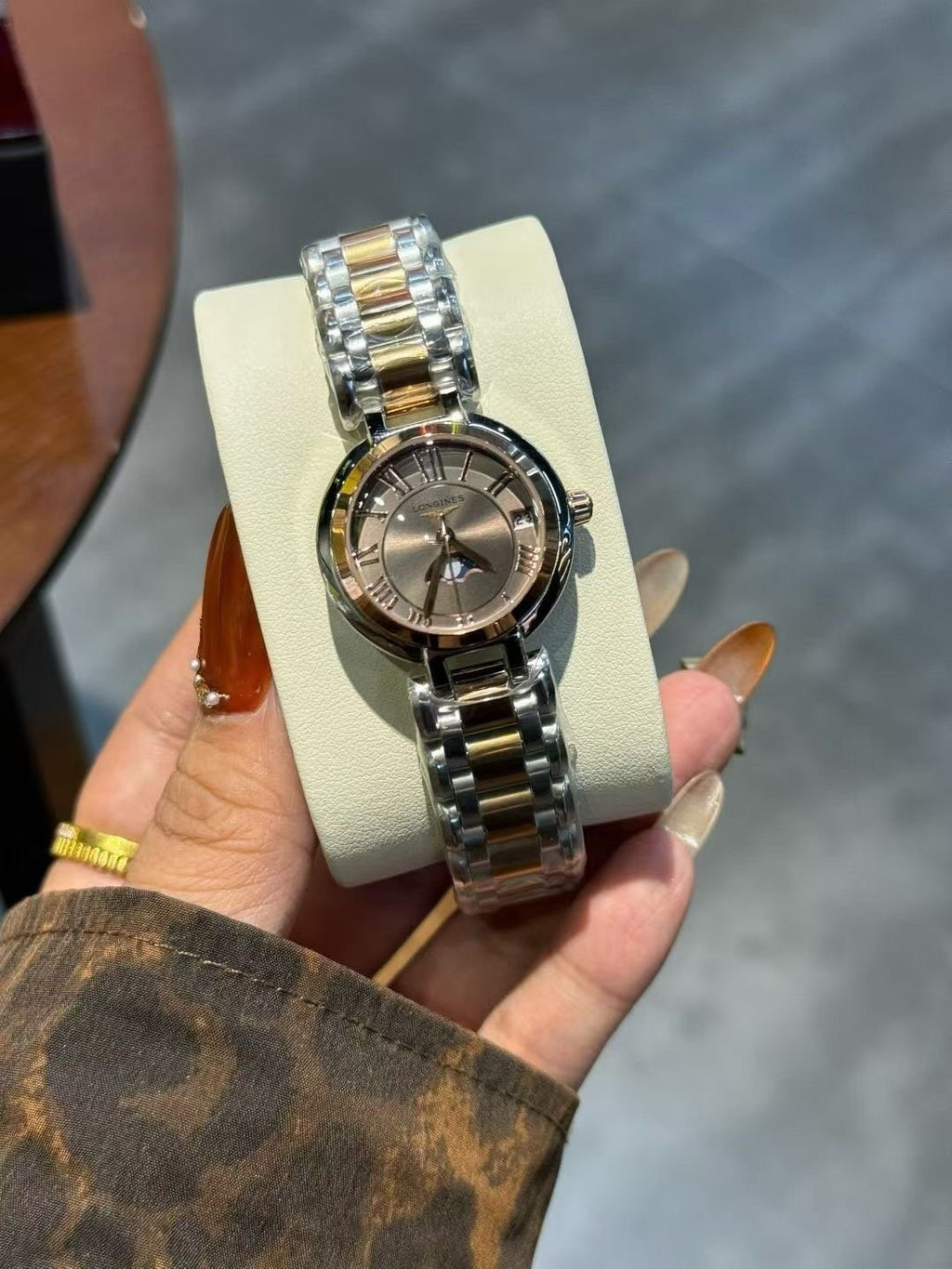 Longines Brown Dial Two-Tone Watch — front