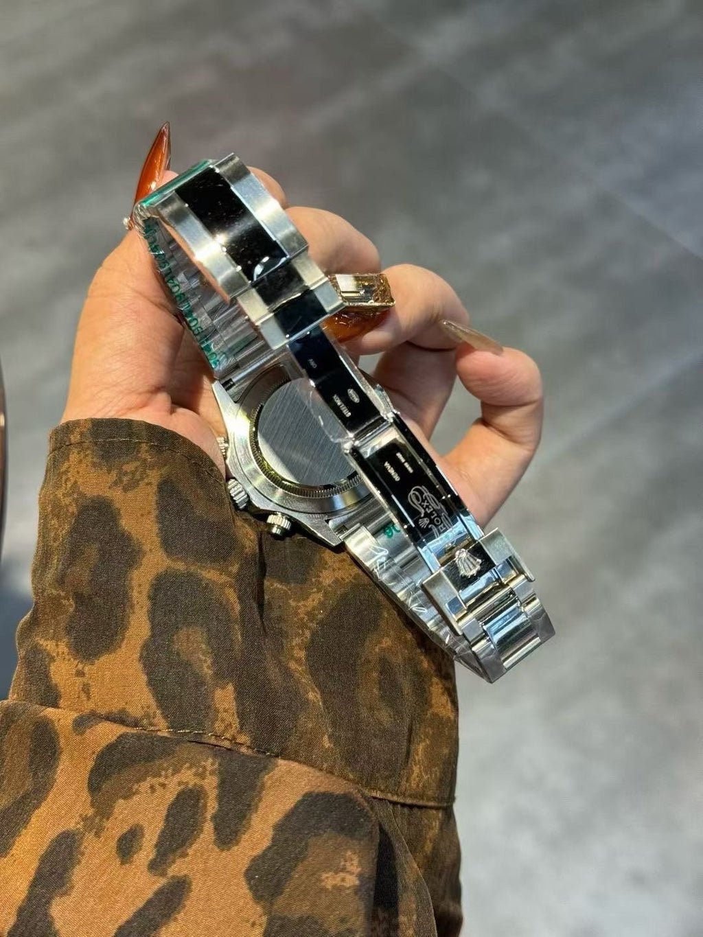 Rolex Silver Rose Gold Watch — back