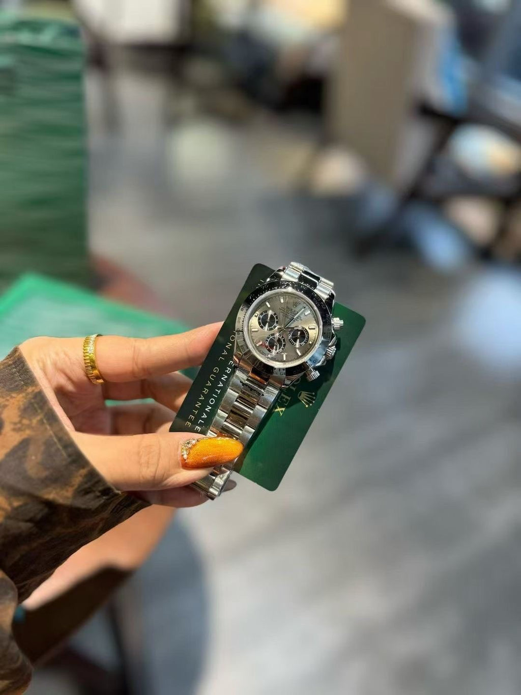 Rolex Silver Rose Gold Watch — front