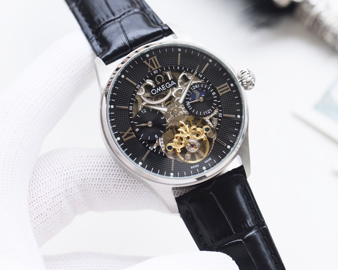 OMEGA Black Skeleton Dial Watch — hero