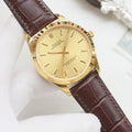 Rolex Gold Brown Leather Strap Watch — hero