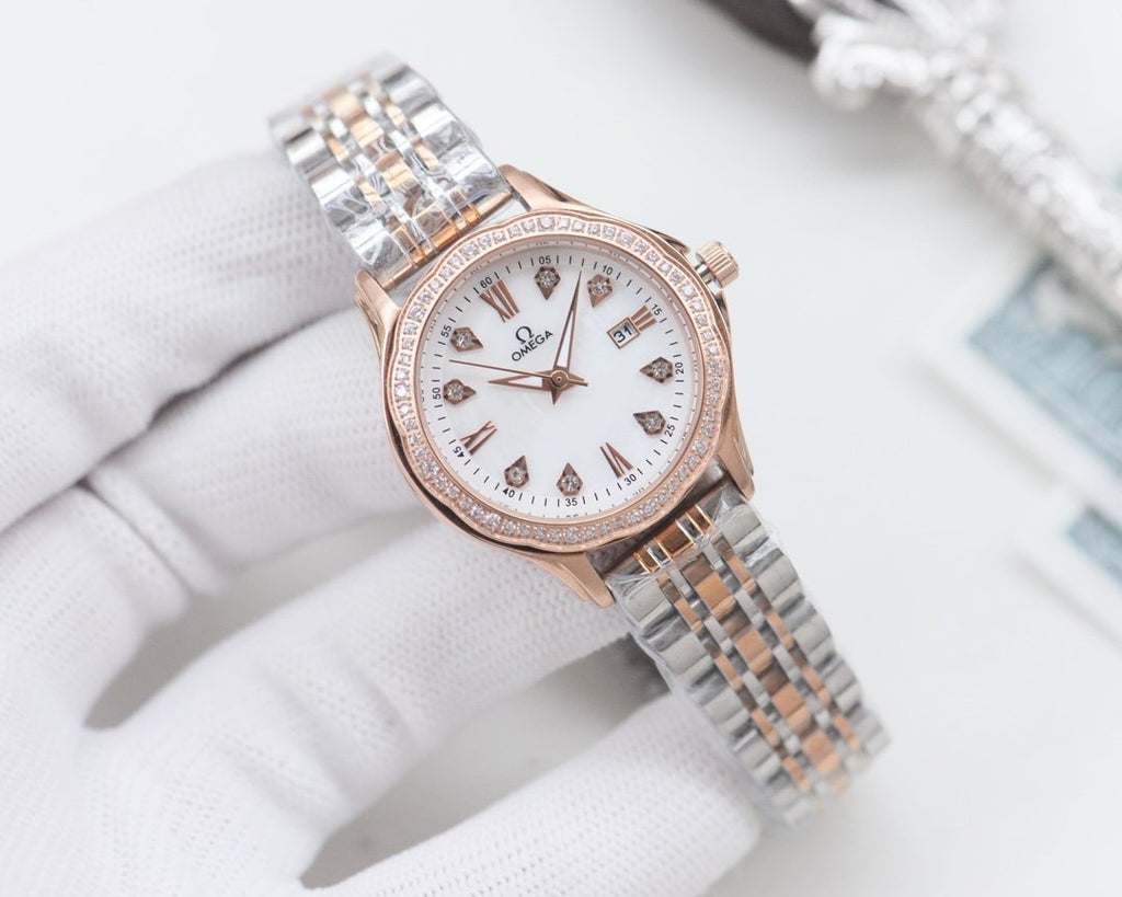 OMEGA Two Tone Rose Gold White Dial Watch — hero